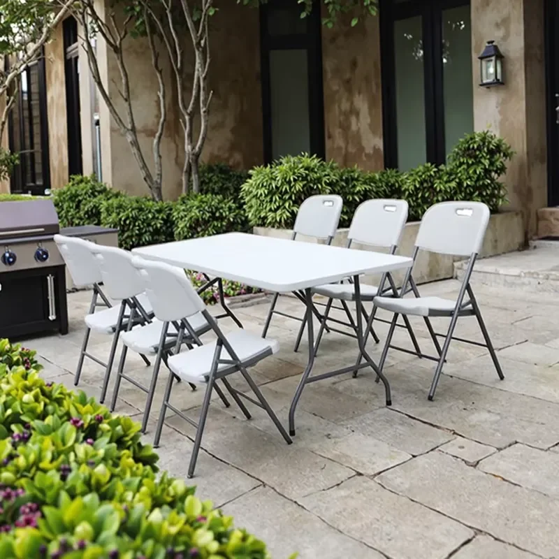 for 180cm Folding Plastic Table with Metal Frame Indoor Outdoor Portable Banquet Camping Party Promotional Item