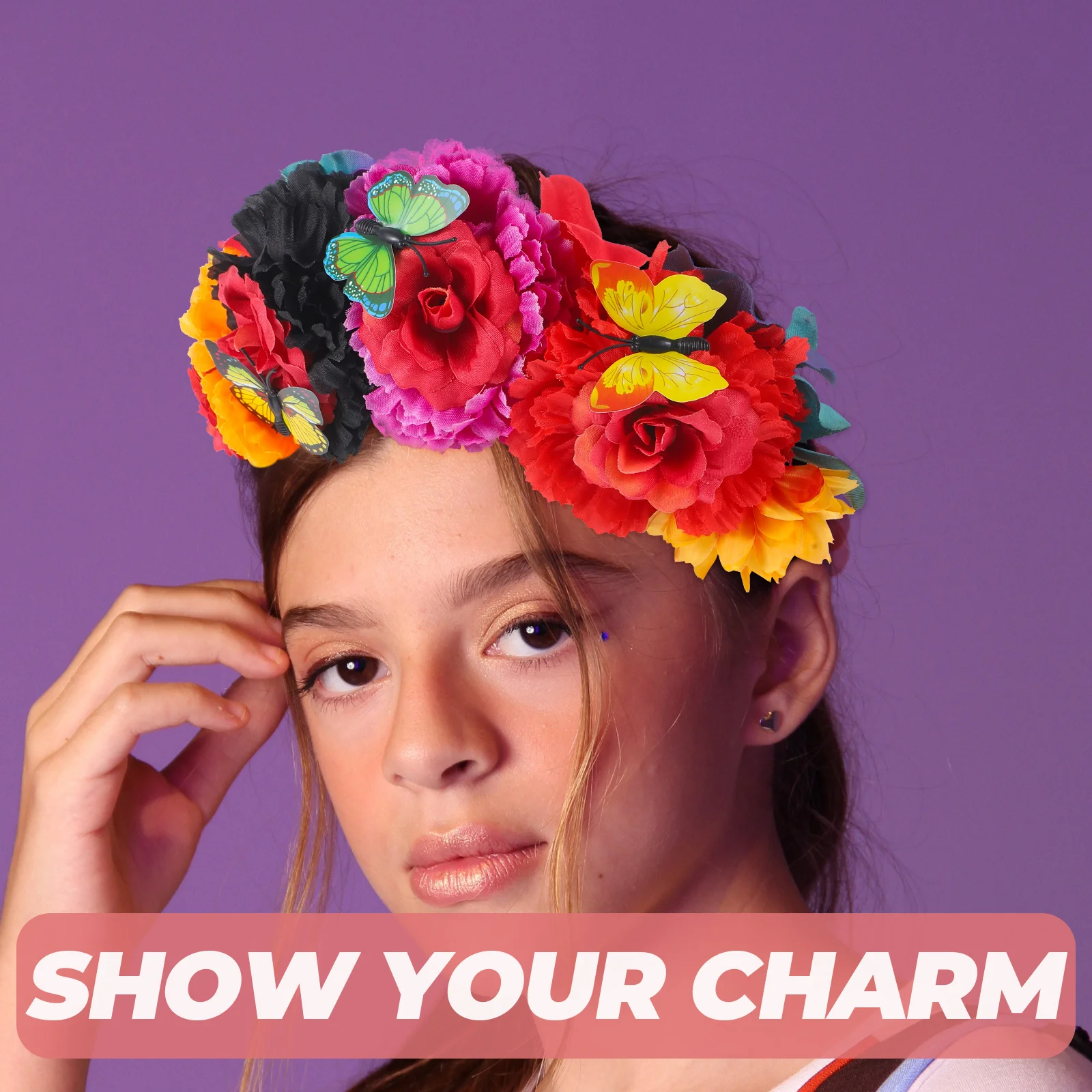 Diadema Day Dead, tocado de mascarada, accesorios para el cabello mexicanos para mujer, tela de fiesta de disfraces encantadora