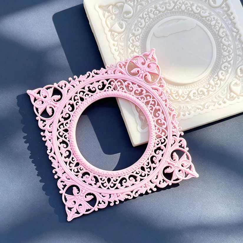 Photo Frame Lace Silicone Sugarcraft Mold Resin Tools Cupcake Baking Mould Fondant Cake Decorating Tools