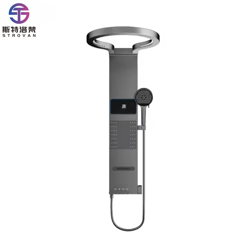 

Modern Hotels In-Wall Bathroom Set Grey Waterfall Bath Shower Faucet Soft/Massage/Jet Rain Shower Head Juego De Ducha