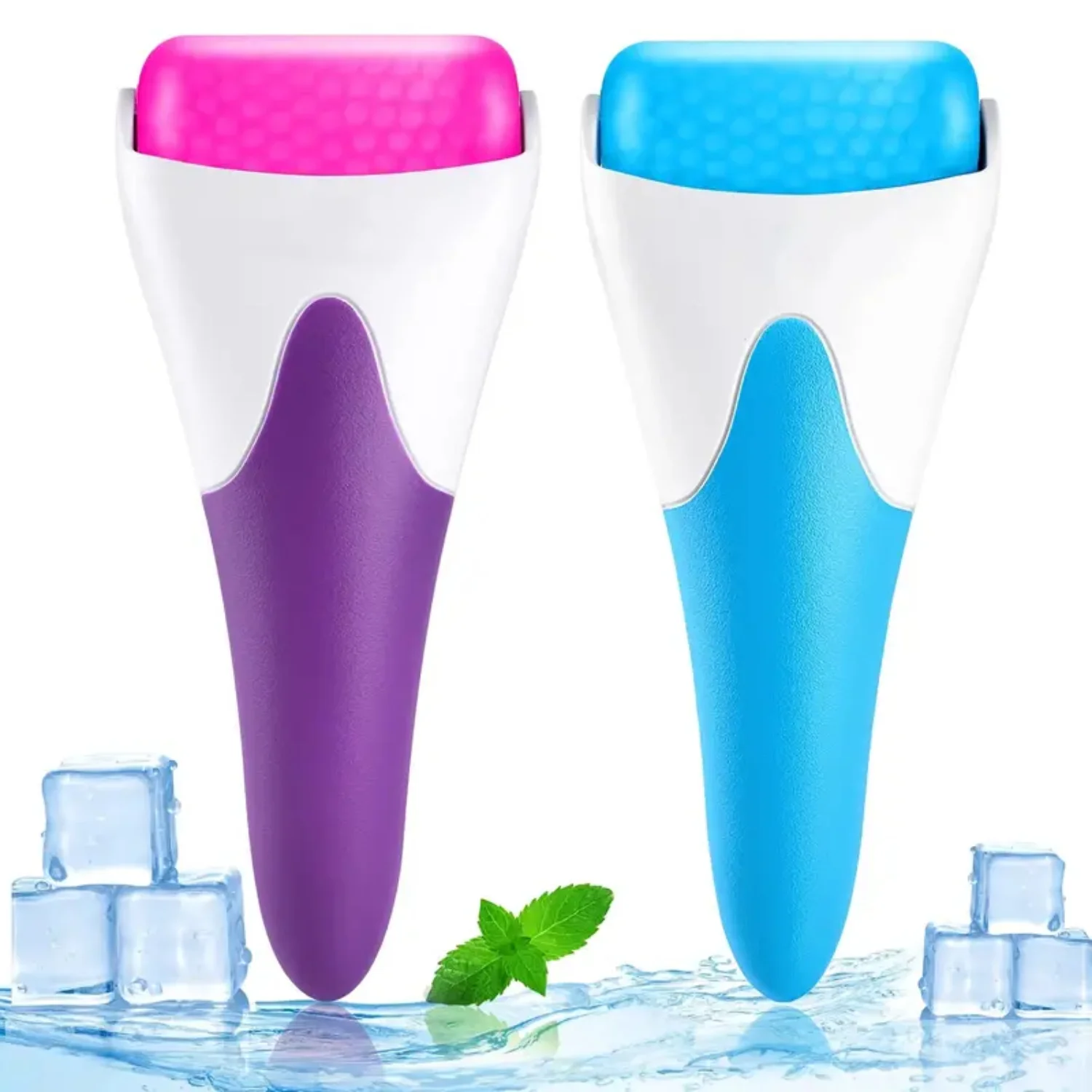 قطعة واحدة من أسطوانة الثلج لعصا تدليك الوجه، أدوات تبريد للعناية بالبشرة على الوجه - تقلل من التجاعيد والانتفاخ والصداع النصفي