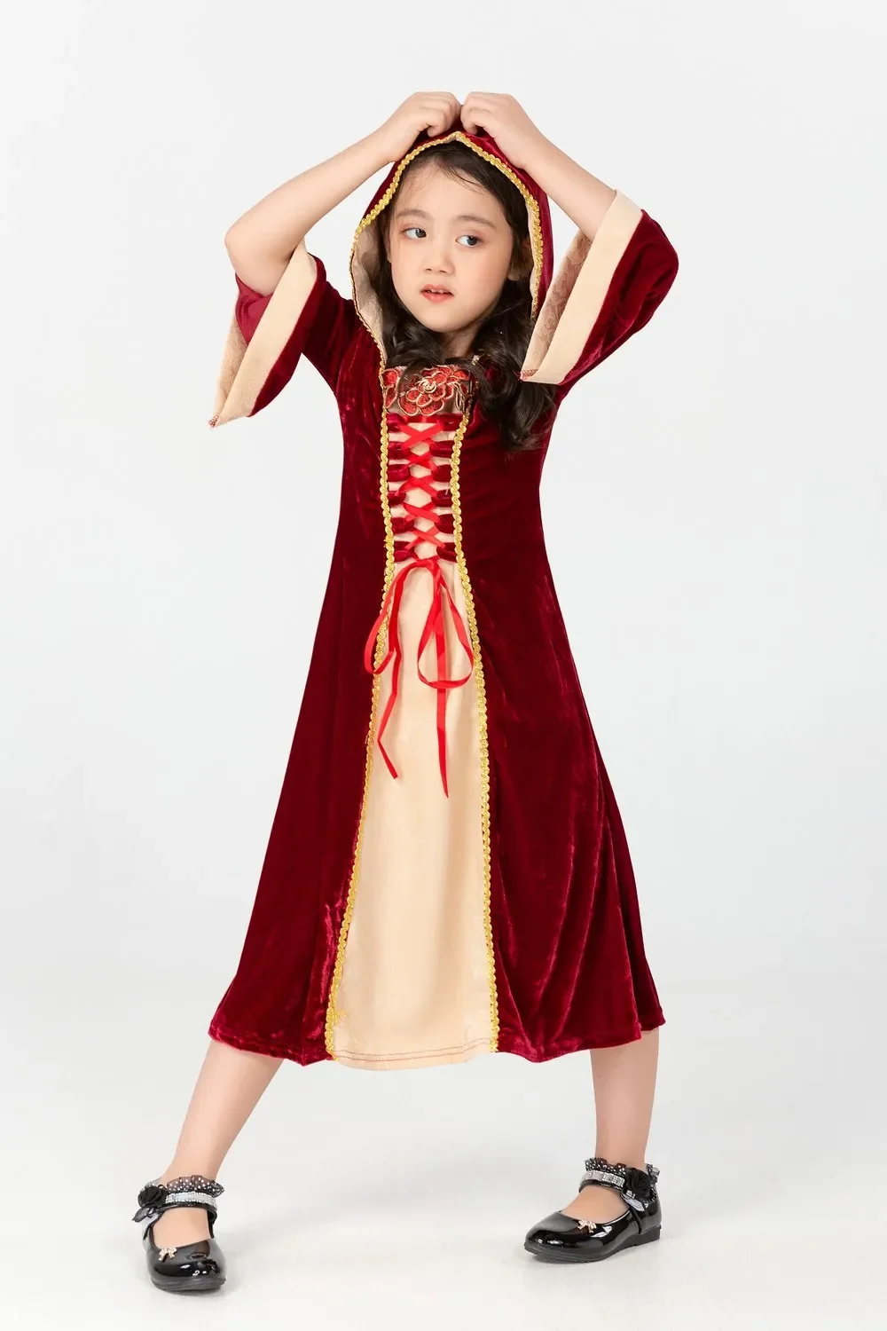 Halloween Child Retro Long-sleeved Medieval Court Style Vampire Costume