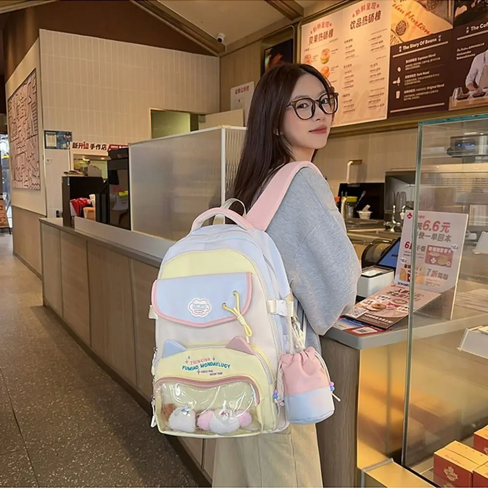 حقائب مدرسية للطلاب على الطراز الياباني لطيفة مقاومة للماء لوليتا Itabag متعددة الجيوب من النايلون الشفاف حقيبة ظهر للاستخدام اليومي