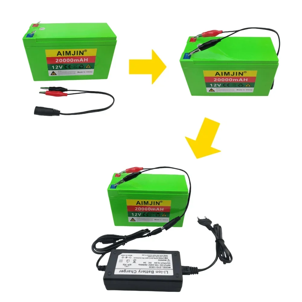 12V 20000mAh Lithium 18650 recharable battery Pack Solar storage Electric lighting Outdoor