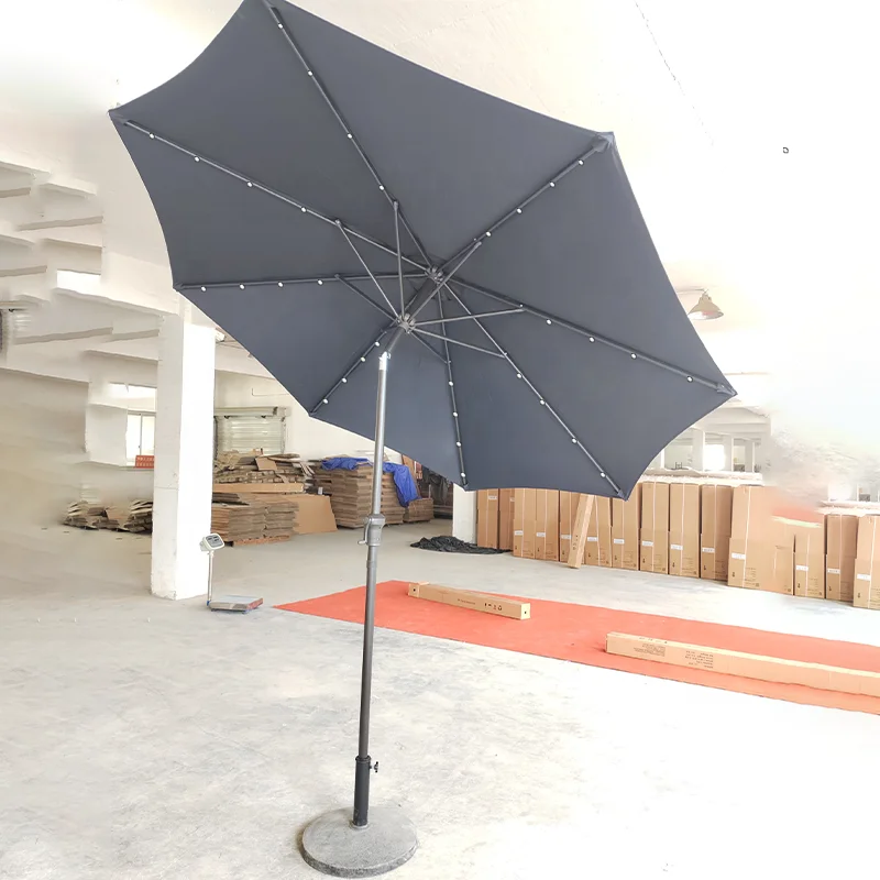 Windproof Modern Iron Outdoor Patio Parasol Umbrella for Courtyard & Hotel Use Custom Color & Size OEM/ODM Factory Sale