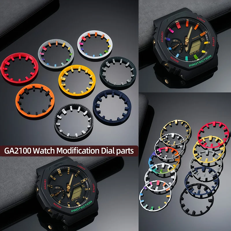 

GA2100 Watch Modification Dial parts GA-2110 DIY Mod Kit Watch Metal Surface Luminous Scale Ring Seal Ring for Casioak G-Shock