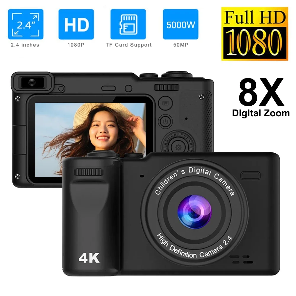 Digital Camera HD 1080P 2.4 Inch Children Camera With 8x Zoom Compact Camera 50MP Cameras For Beginner Photography Camcorder