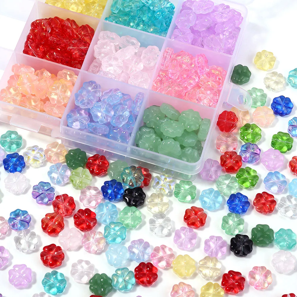 50pcs/lot 10mm Four Leaf Clover Lampwork Beads For Jewelry Making Loose Glass Beads DIY Bracelet Necklace Accessories Wholesale