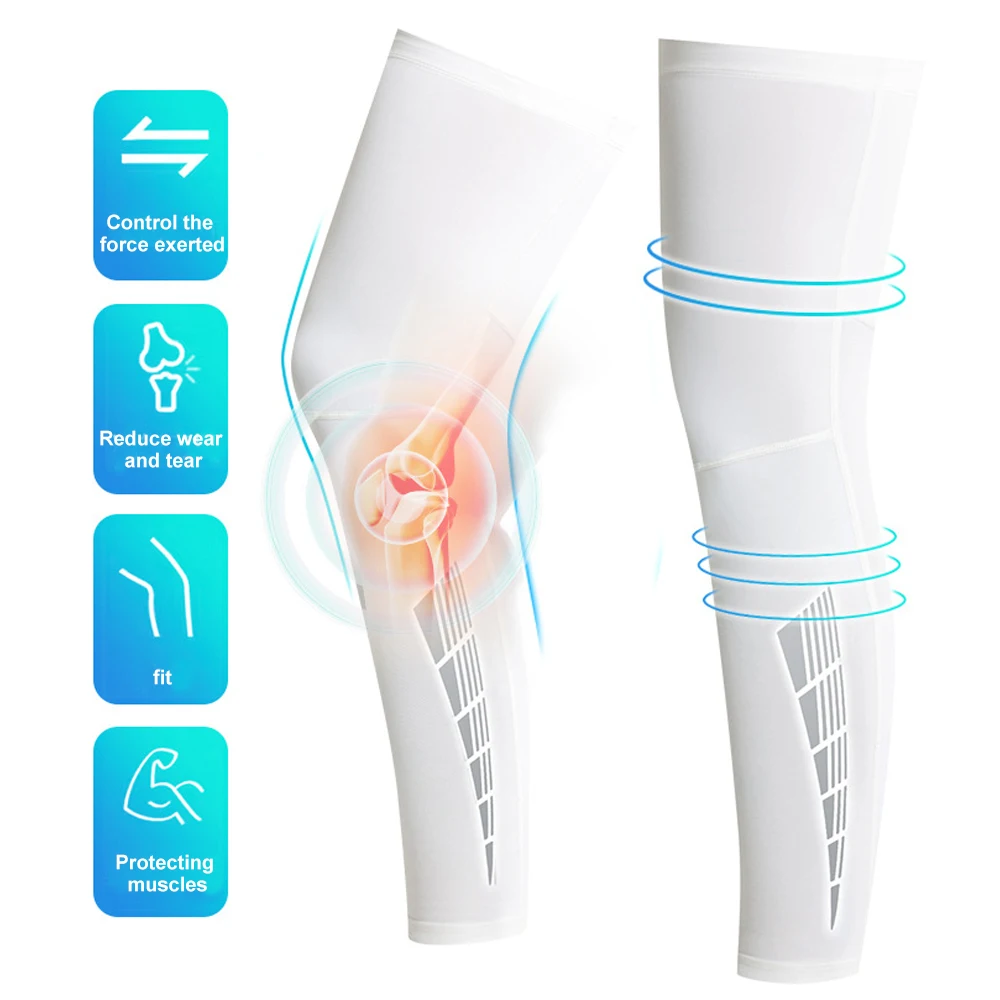 

1 пара рукавов на всю ногу, длинные компрессионные рукава для ног, рукава до колена, защита ног, для мужчин и женщин, баскетбол, артрит, велоспорт, спорт