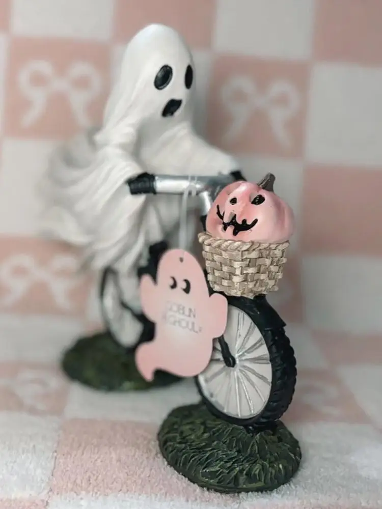 AliExpress 2024 New Halloween Decoration Ghost And Pink Pumpkin Bicycle Creative And Interesting Home