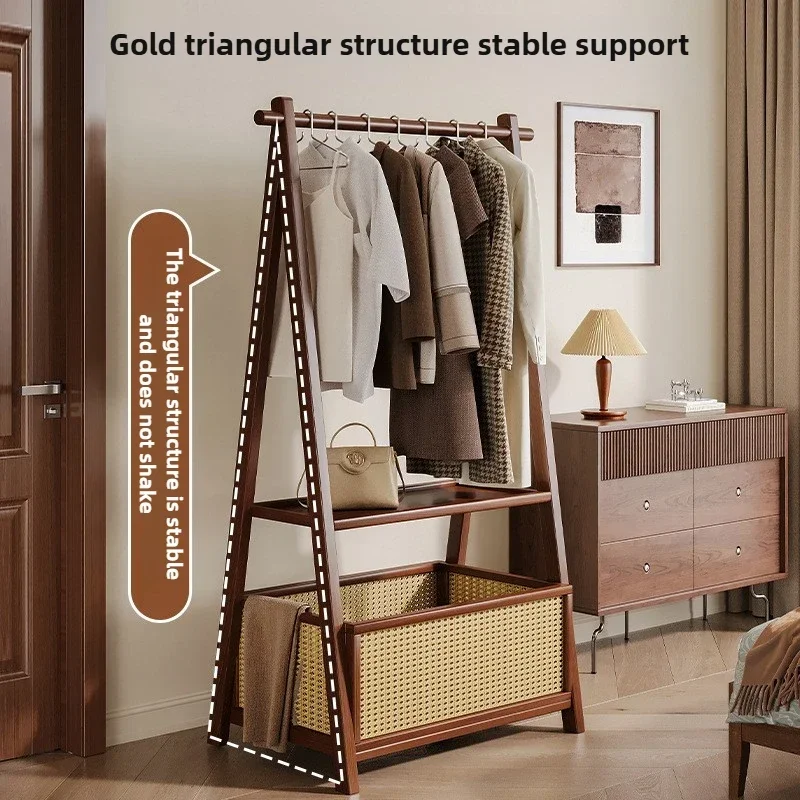 

Stable Household Goods Hanger Floor Bedroom Household Hanger Room Solid Wood Multi-functional Simple Clothes Storage Coat Rack
