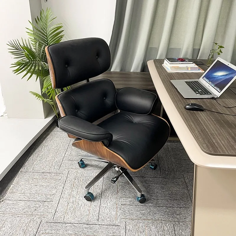 

Eames office reclining computer chair comfortable sedentary ergonomic chair leather boss chair