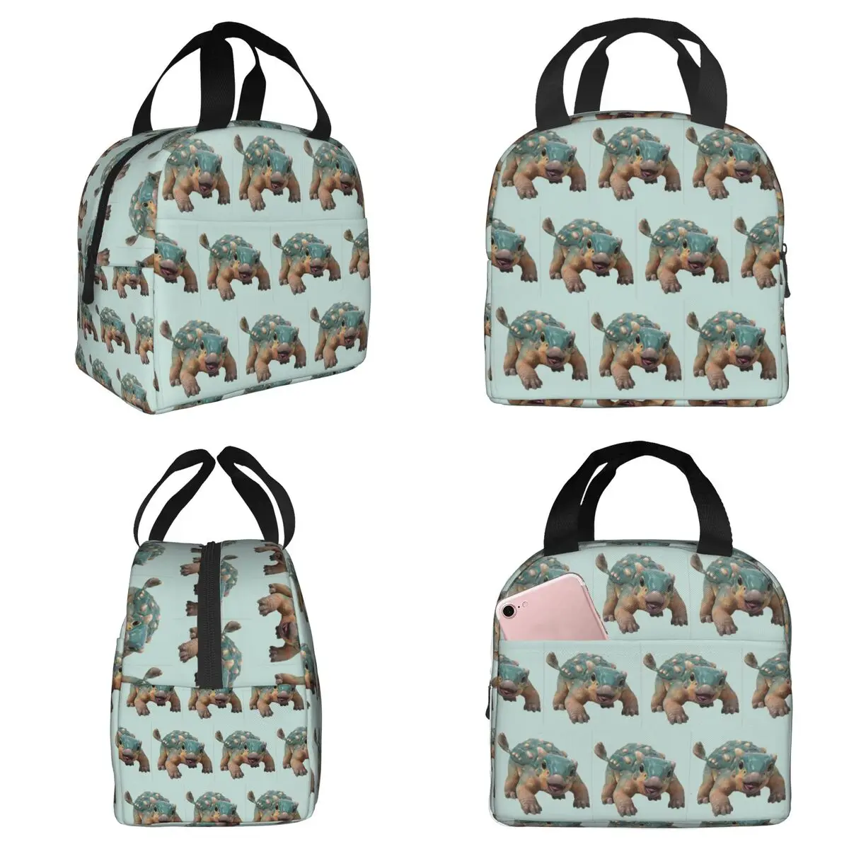 

Bumpy Ankylosaurus Magniventris Insulated Lunch Bag for Kids School Cooler Thermal Food Box Tote Portable Lunch Boxes Container