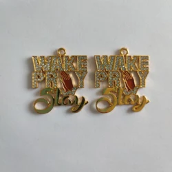 10PCS Word Charms Wake Pray Slay Pendant for Woman Bracelet Necklace Bangle Jewelry Making