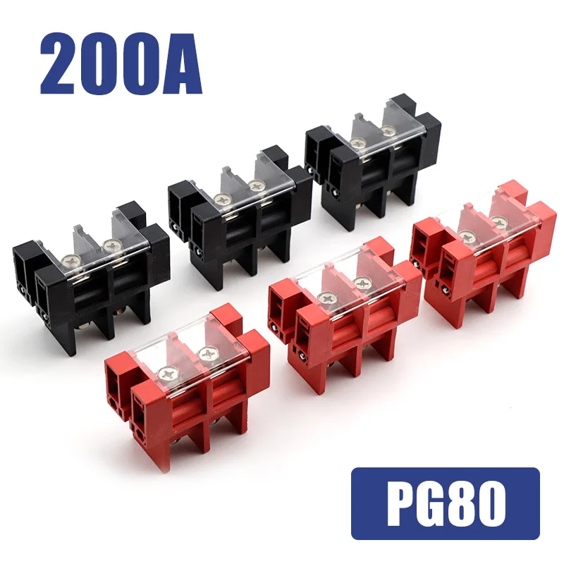 

200A 150A 100A Power Supply Terminal Block 60mm2 Through type DSTB38/PD38 Power Connector for Communication Tower Red/Black