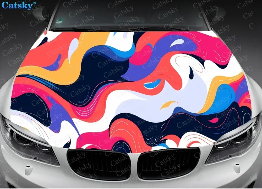 Abstract Swirling Blending Colors Car Hood Decal Truck Decals Vinyl Sticker Graphic Wrap Stickers Trucks Cars Bonnet Vinyls