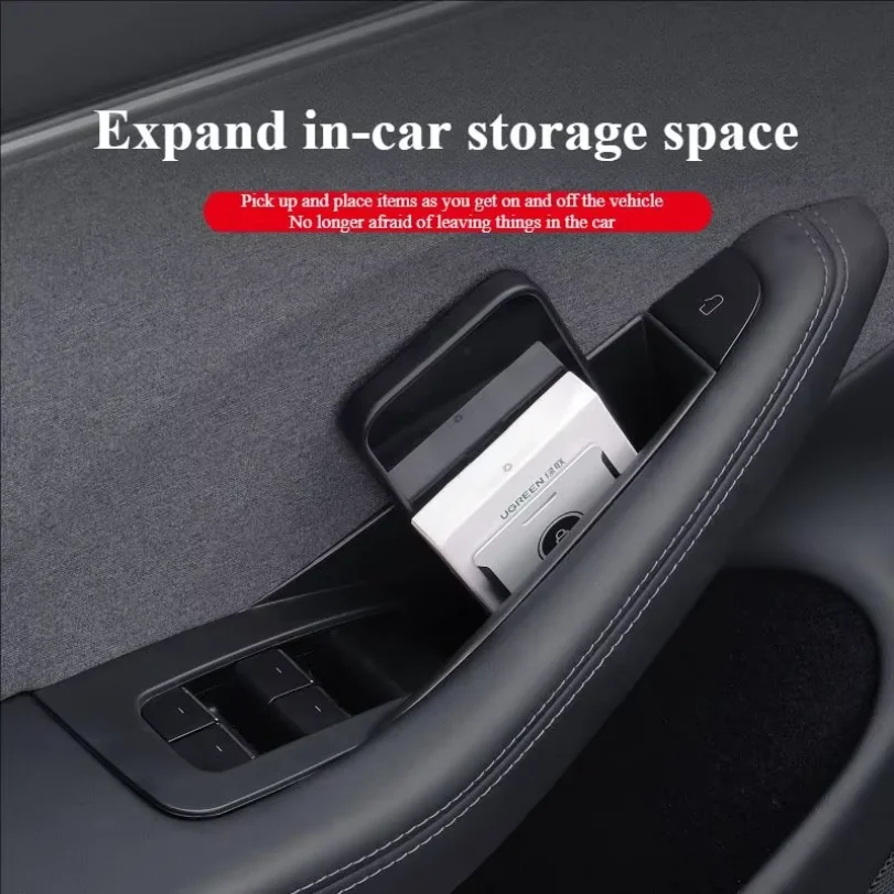 For Tesla Model 3 Y YL Juniper Highland 2020-2026 Door Handle Storage Box Inner Handle All-inclusive Organizer Container Tray