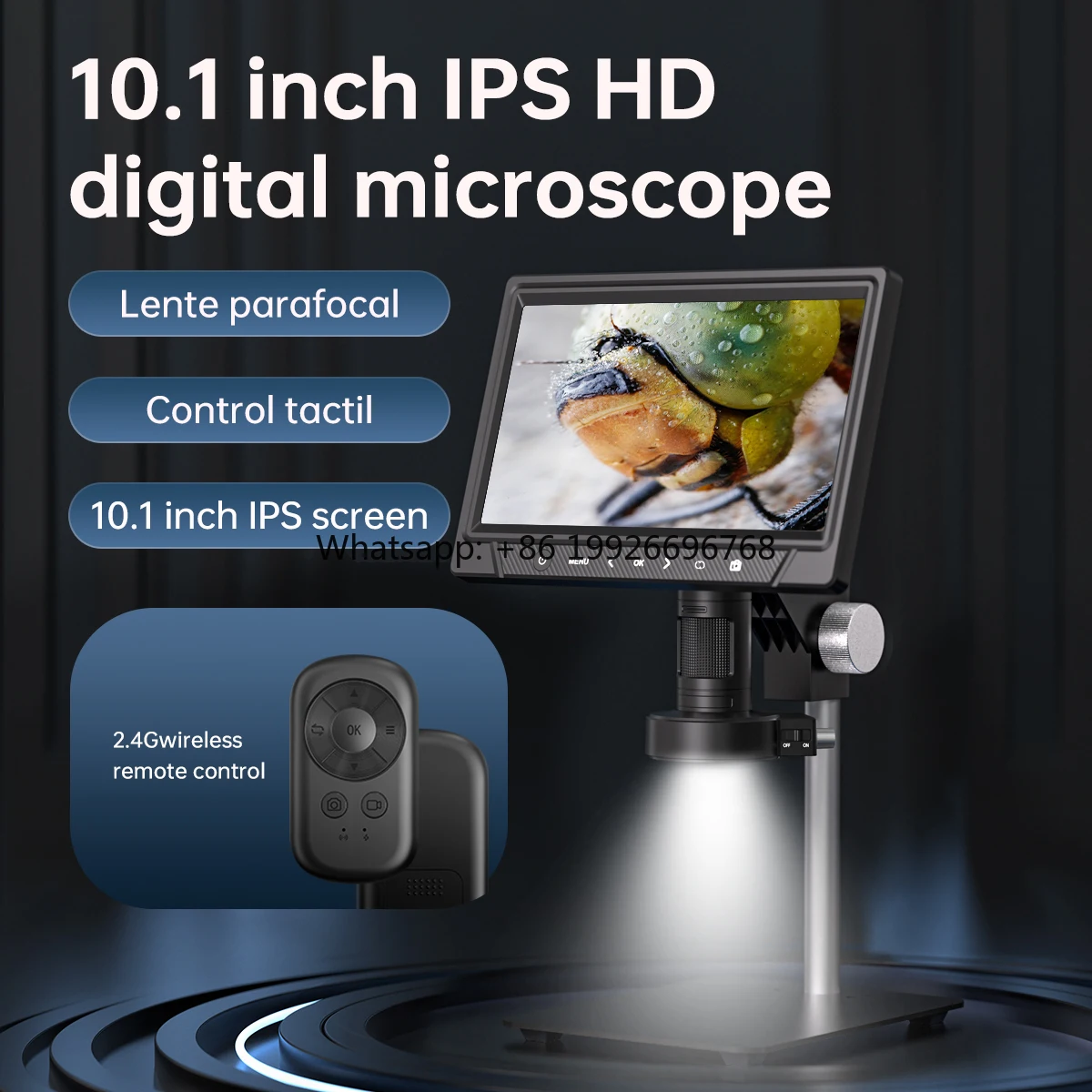 

China Wholesale Digital Microscope 10.1Inch Touch Screen With 30 Lamp Bead Lighting 12MP HD 1080P 1200X Microscope With Screen f