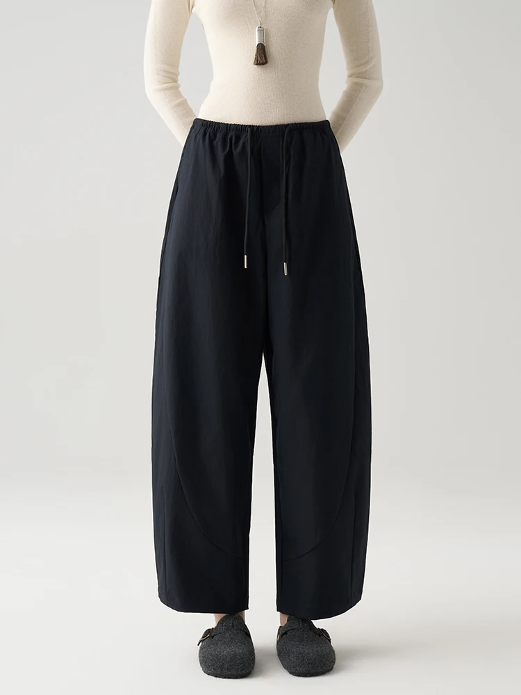 

Специальные комфортные хлопковые брюки-палаццо с защитой от сминания, повседневные женские брюки свободного кроя с высокой талией на резинке, длина 7/8