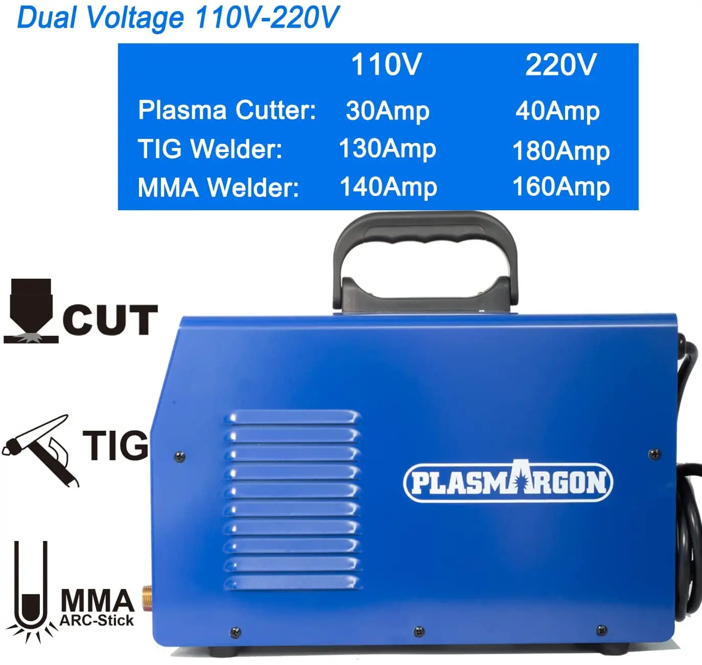 Imagem -04 - Plasmargon em Cortador de Plasma Máquina de Solda Tig Não-toque Piloto Arco Cortador dc Inversor Mma Tig Pulso Combo Máquina de Solda