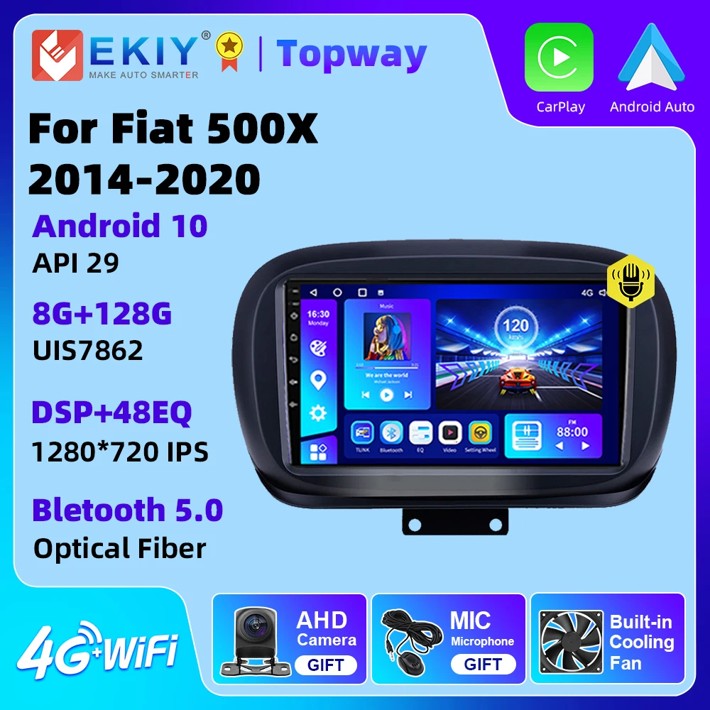 

EKIY Car Radio For Fiat 500X 2014-2020 Android 10 Multimedia Android Auto Carplay No Video Player GPS 4G WiFi RDS 2 Din