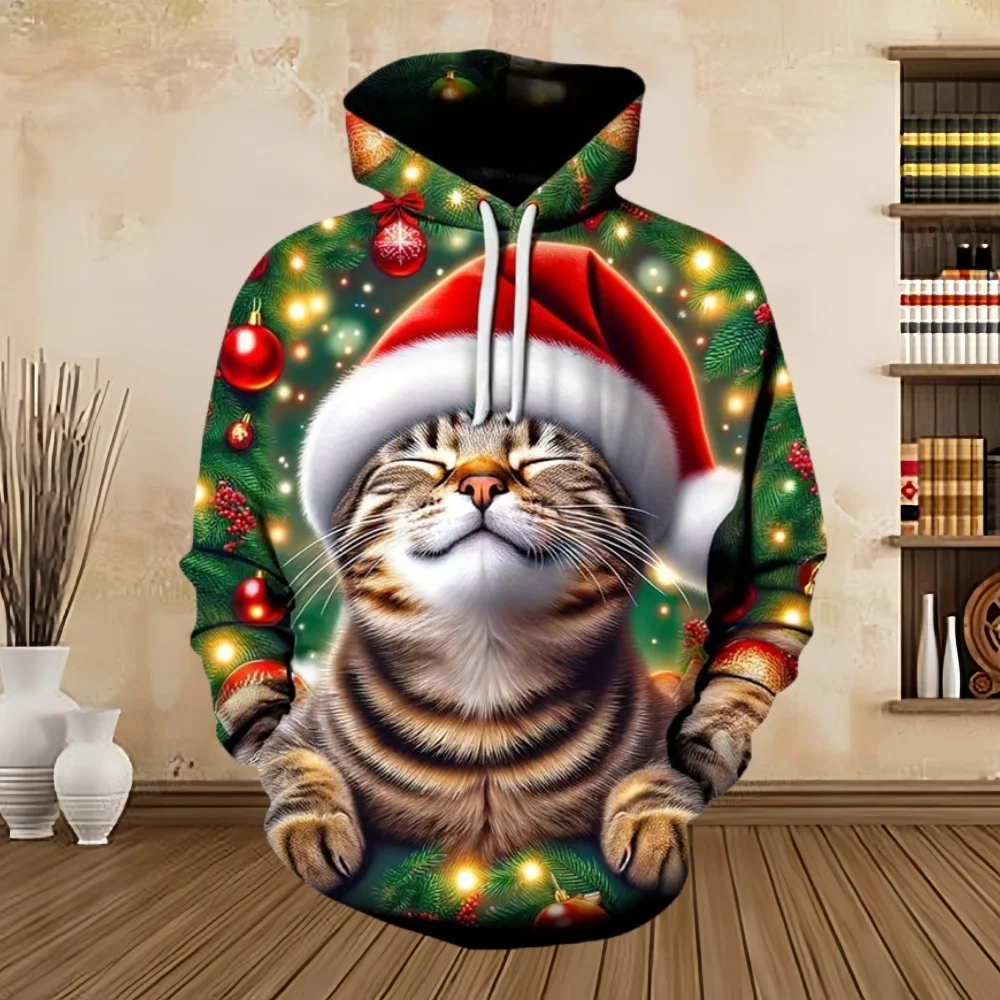 Noël dinosaure chat motif vêtements de sport arbre pull hommes vêtements mode père noël à capuche bonhomme de neige vêtements de sport unisexe hauts
