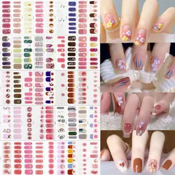 50styles Full Wrap Nail Polish Stickers Flower/Heart/Blusher/French Design Nail Polish Wraps 14Tips Adhesive Decals Baking Free
