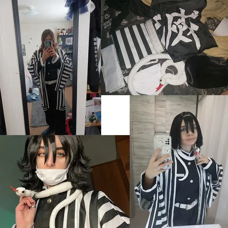 Anime Demon Killer Kimetsu No Yaiba Iuro Obanai Haori Kimono Cosplay disfraz peluca serpiente blanca accesorios costo de Halloween