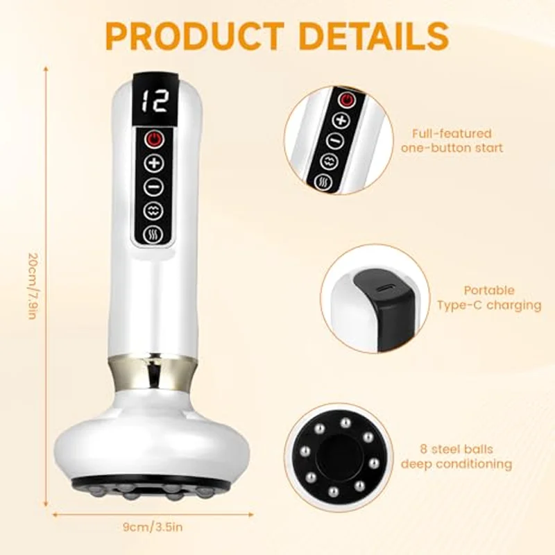 جهاز كشط كهربائي لتدليك وضع الشفط 12، يستخدم كمدلك ذكي للظهر والبطن والخصر والذراعين والأرداف