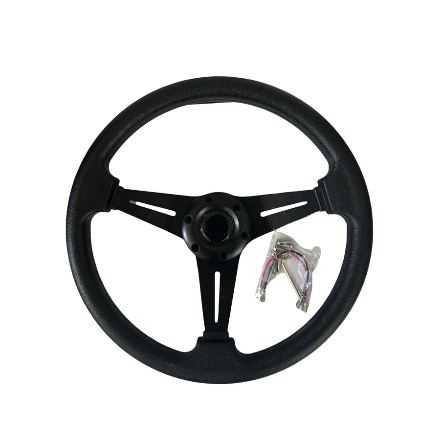 

14-дюймовый автомобильный модифицированный руль из искусственной кожи, алюминиевый сплав, автомобильные аксессуары, универсальный гоночный руль, автозапчасти