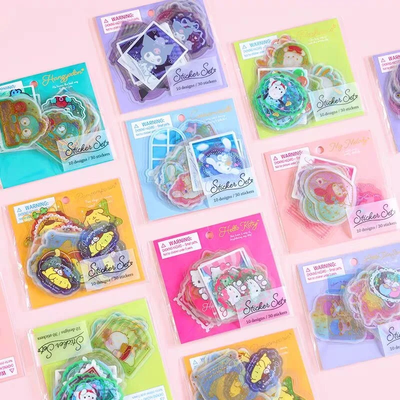 

32 упаковки/лот Sanrio Melody Kuromi Cinnamoroll Pochacco наклейки милый скрапбукинг DIY дневник декоративная наклейка альбом наклейка этикетка