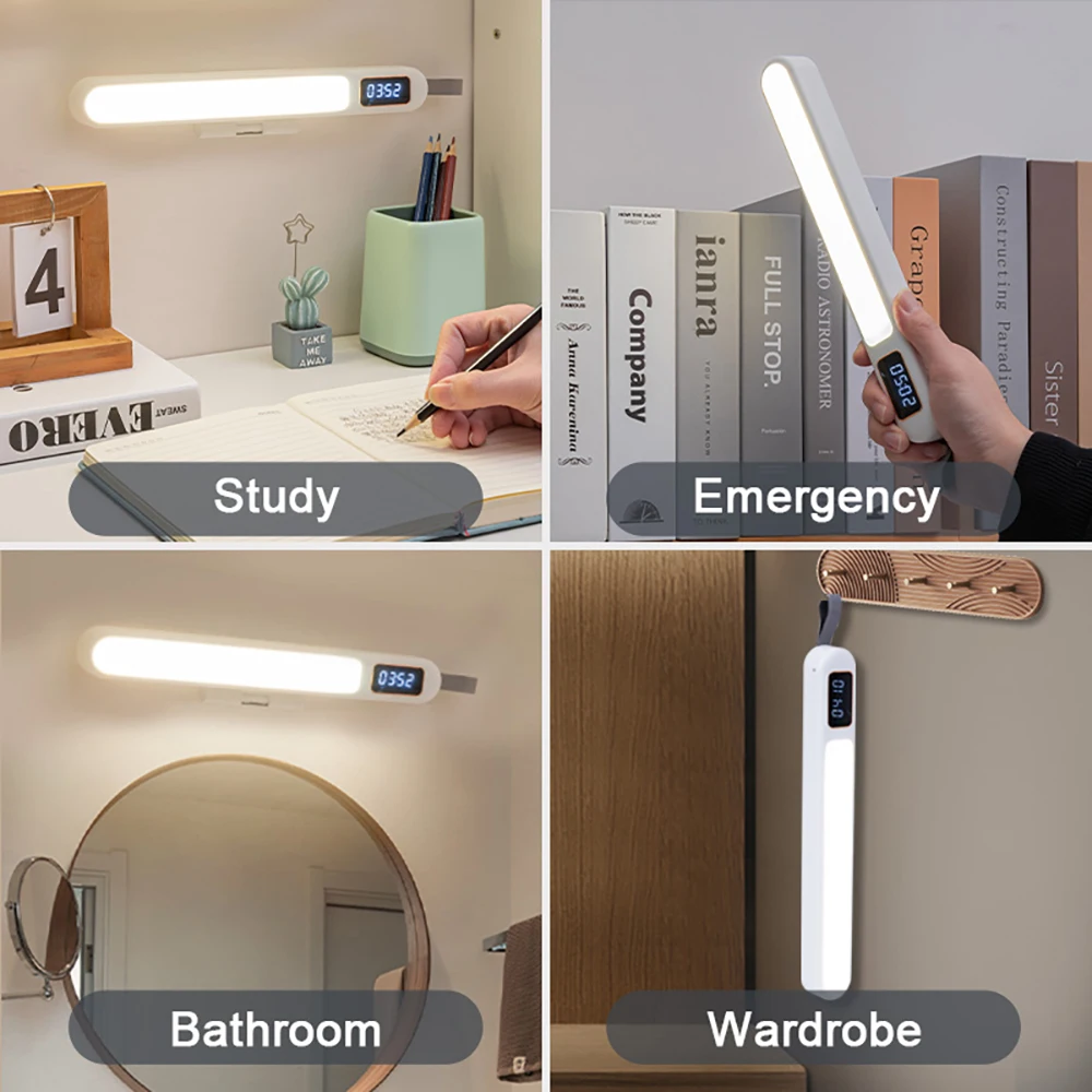 Led  Lamp Rechargeable Usb Reading Light Bedroom Table Night Light Lampe With Clock Magnetic Light Lampara Escritiorio Lights