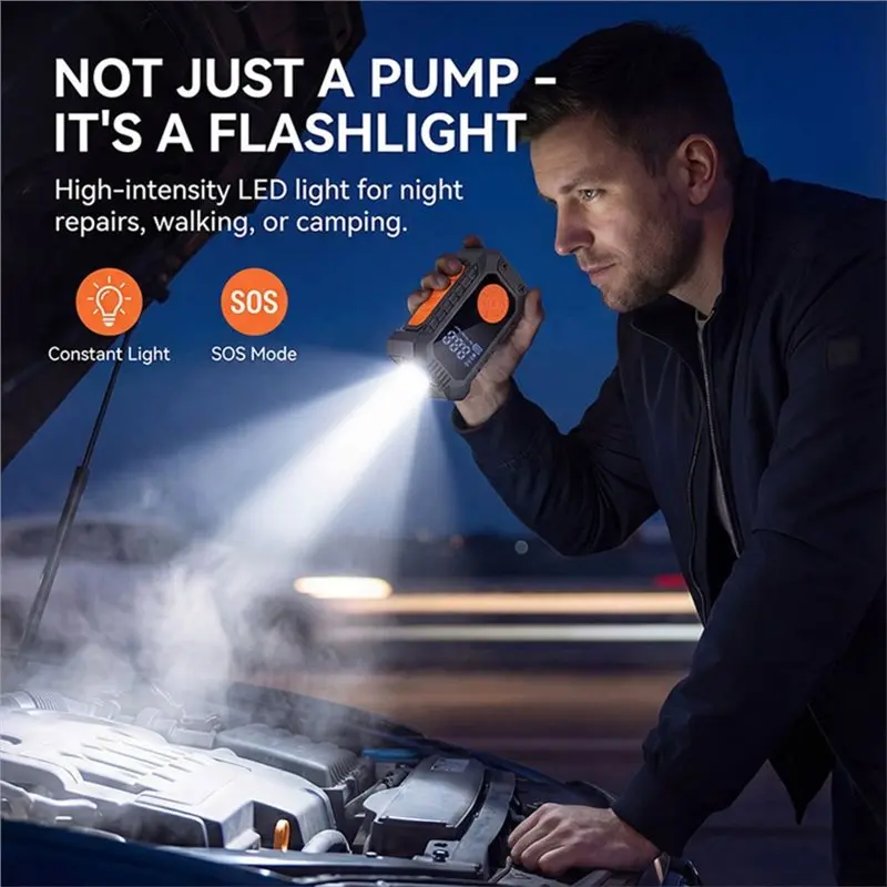 【Price Drop !!】-Portable Electric Air Pump For Car Inflatable With Pressure Detection Lighting Quick Inflation Works For SUV/Bik