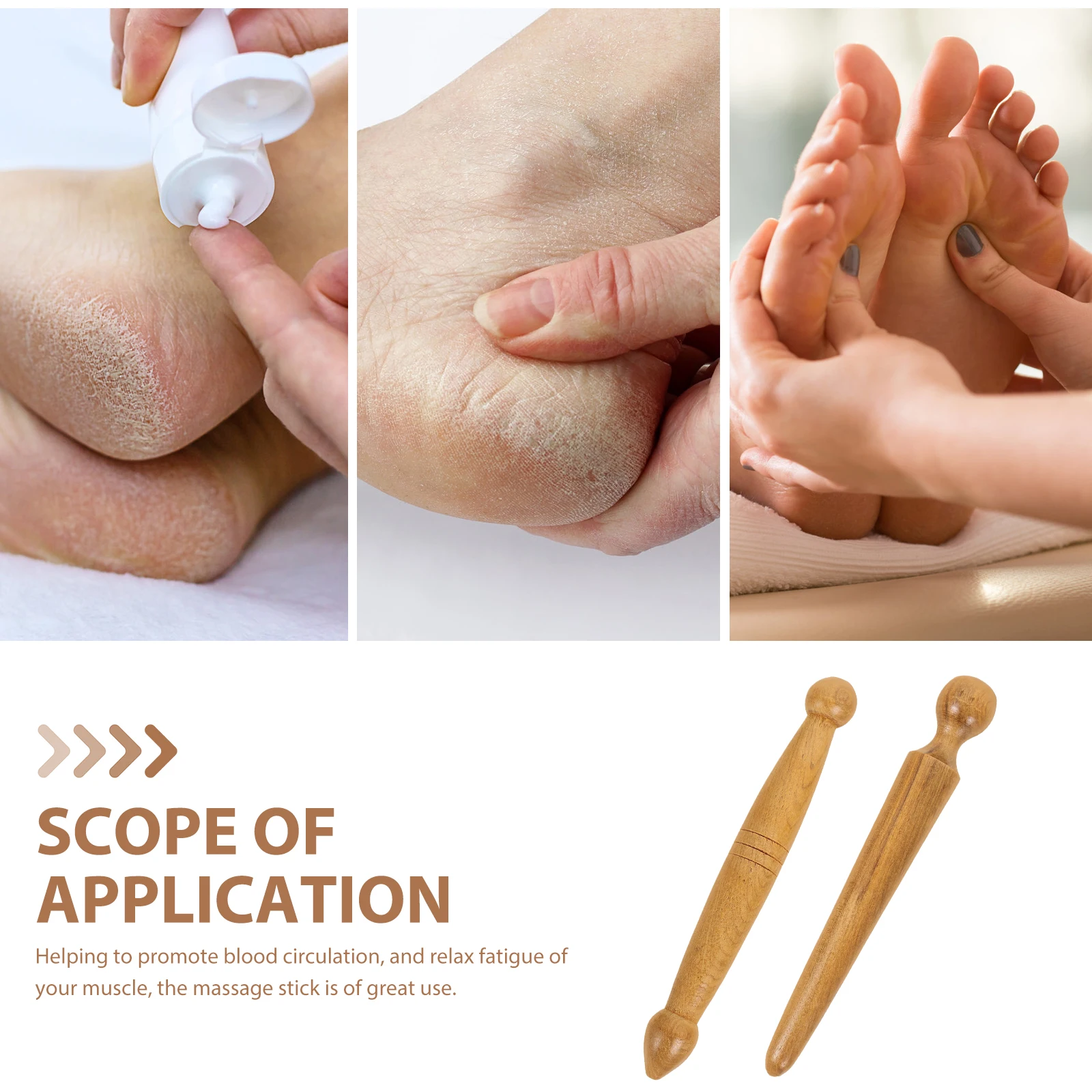 

2pcs Foot Massage Sticks Wooden Acupressure Reflexology Tools Manual Massager Portable for Travel Home Use Relaxation Therapy