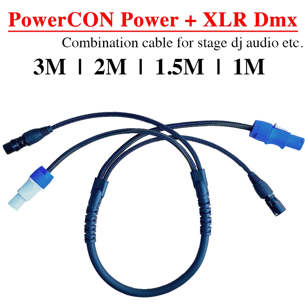 

3m 2m 1.5m 1Meter Powercon Power DMX Combination Cable Spliter Wire 3x2.5mm² AC Power Line 3Pin XLR For Stage Lighting DJ Audio