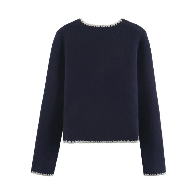 

Knitted Coat Winter New Women's Fashion Versatile Contrast Embroidered