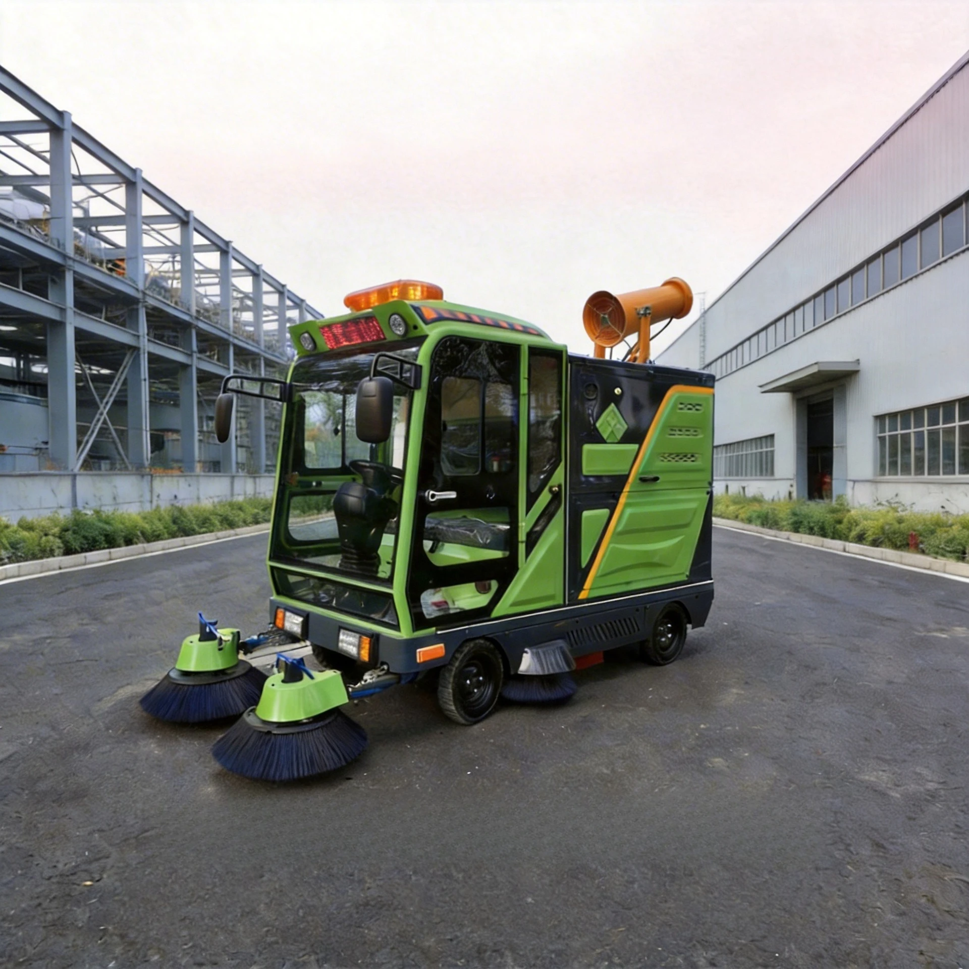 Ride-On Road Sweeper Machine Up To 18500 ㎡/h Efficiency Dust Suppression Sweeper Vehicle for Heavy Duty Civil Roadwork