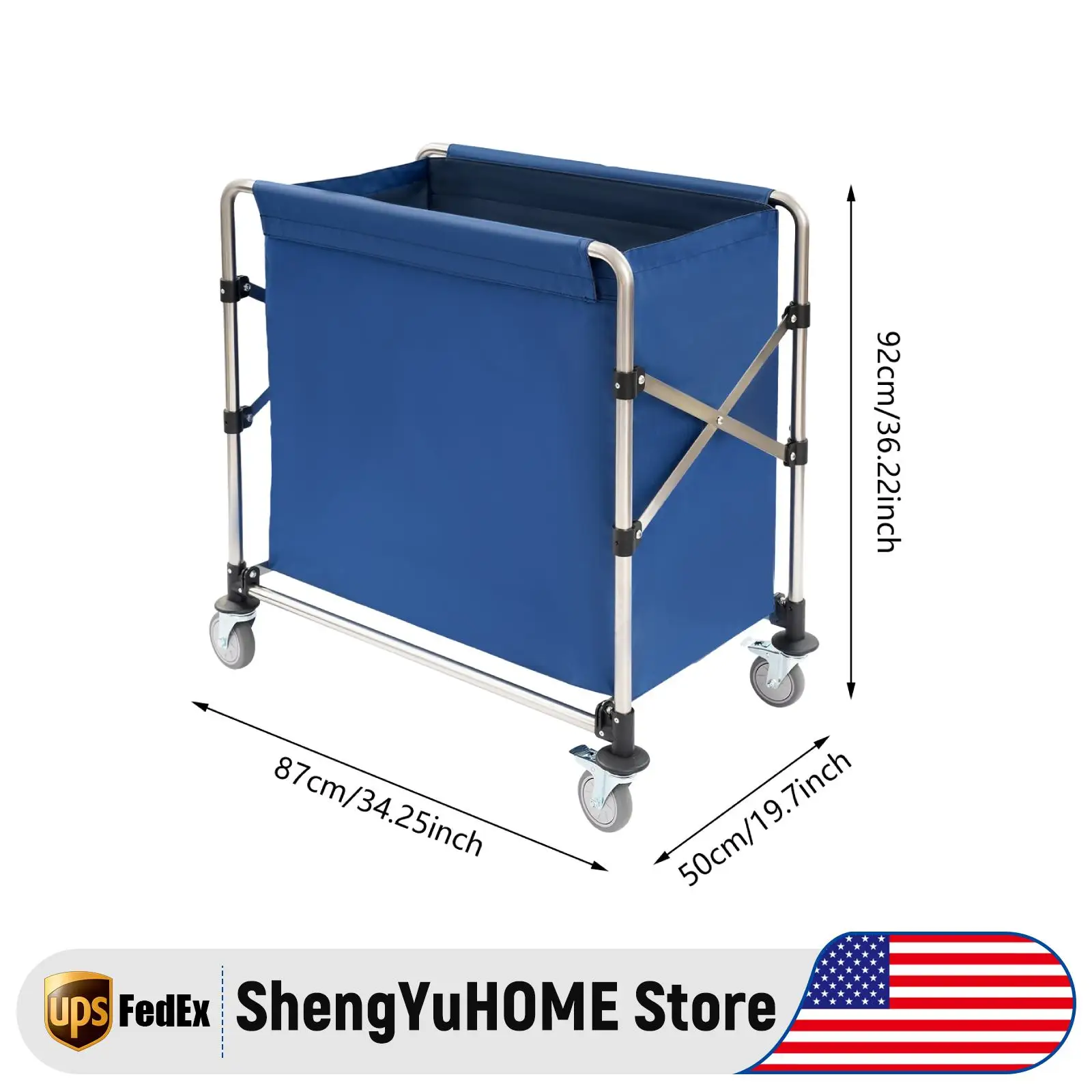 عربة غسيل قابلة للطي 87 × 50 × 92 سم قائمة بذاتها ذات سعة تحميل عالية وحركة مرنة وتوفير المساحة للفنادق والشقق