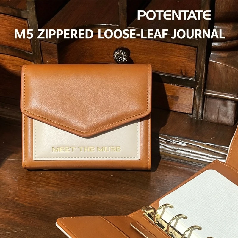 POTENTTATE M5 Vintage PU Loose Leaf Watercolor Book Portable 100% Cotton Watercolor Paper Sketchbook Travel Art Supplies