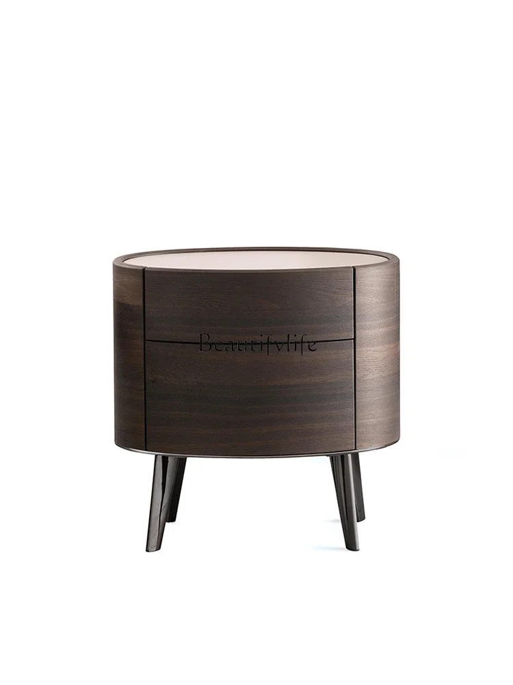 

05 FG17Italian Minimalist Bedside Locker Modern round Bedside Table Advanced Design