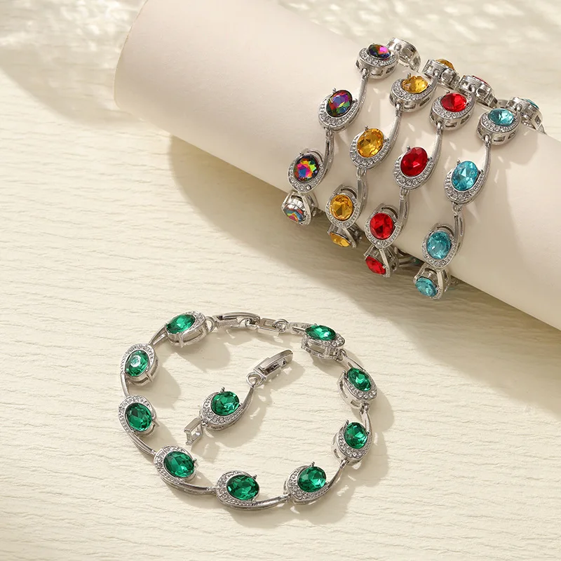 1pcs Hot Selling Zircon Inlaid 6-character Imitation Tanzanian bracelet, Niche women's Luxury multi-color Jewelry Wholesale