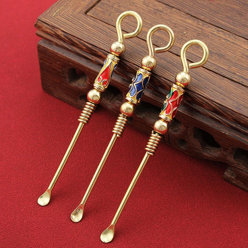 1 Piece Portable Ear Spoon Chinese Feng Shui Vintage Brass Dragon Wax Removing Ear Cleaner Ornament Home Desktop Decoration