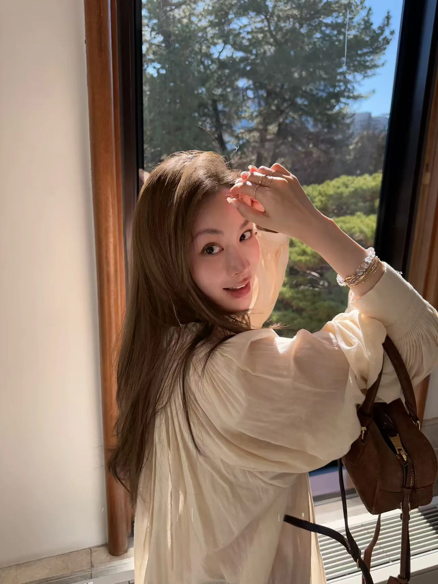 

Qian Meixi Heavy Industry Pr Fold Draped Pure Cotton Texture V-ne Micro-translucent Long Sve White irt Women Casual...