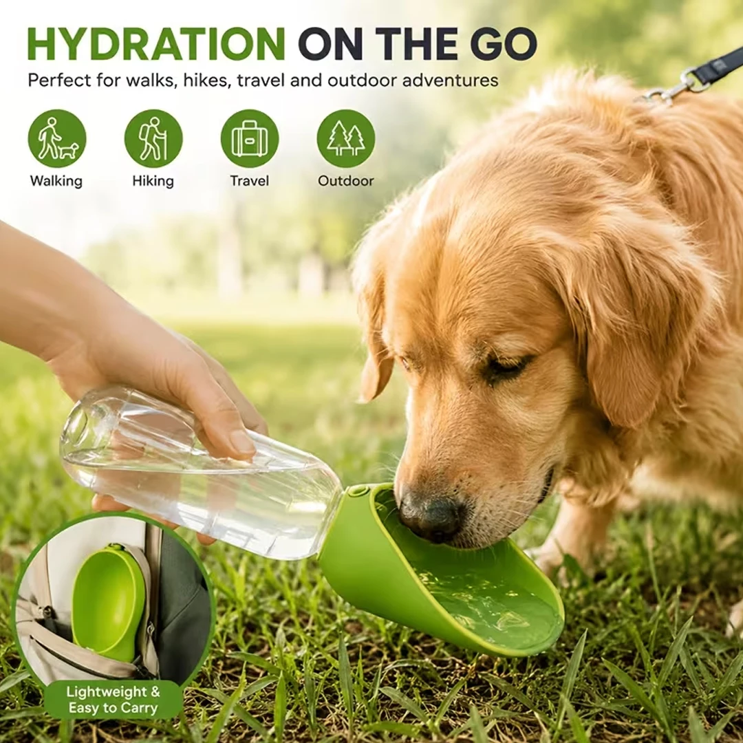 Foldable Portable Pet Water Dispenser Outdoor Travel Drinker Compatible With Regular Bottles One Button Water Outlet Pet Supplie