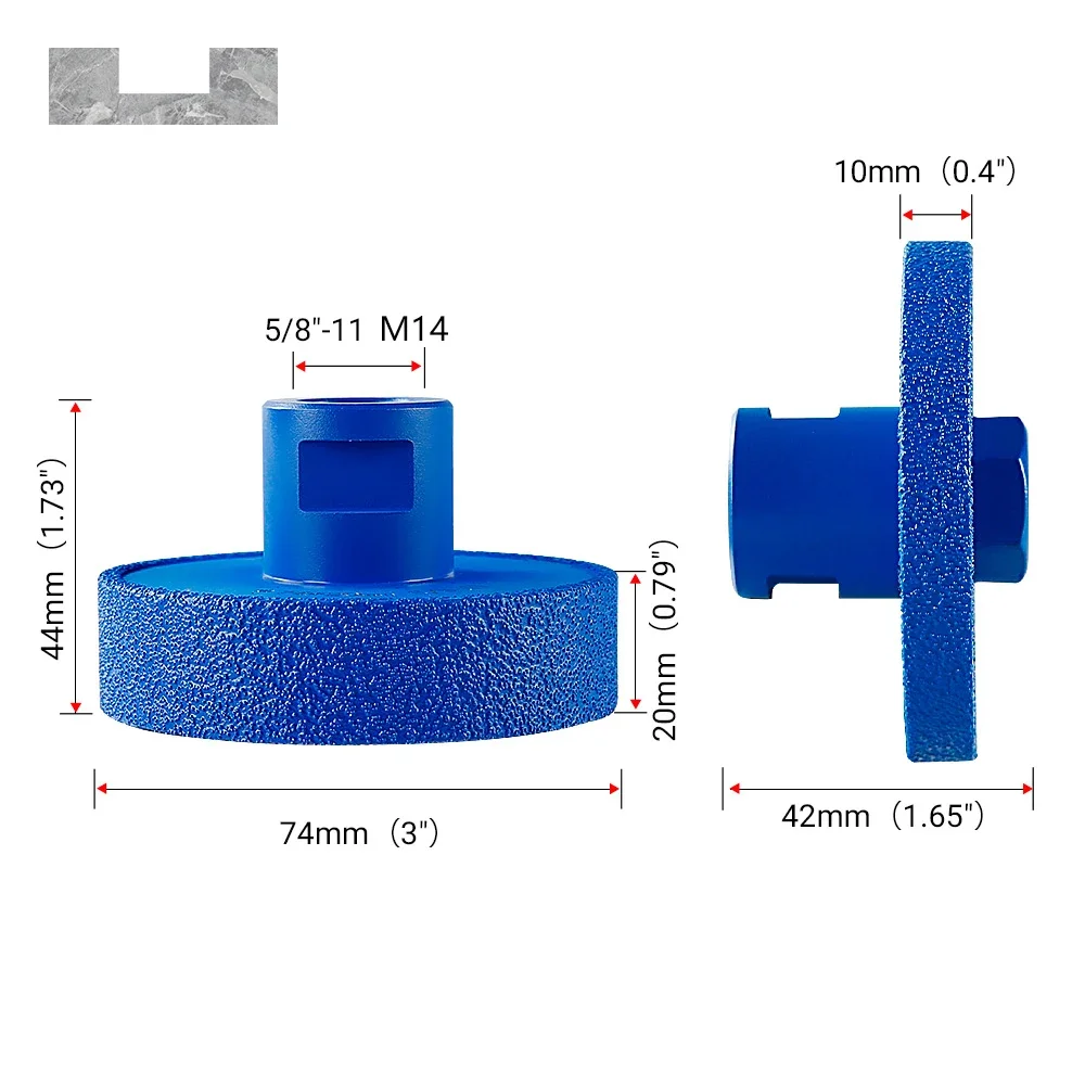 M14 5/8-11 Diamond Flat Grinding Wheel, Marble Quartz Stone Countertop Grooving Disc, Sink Basin Making Tool for Angle Grinder