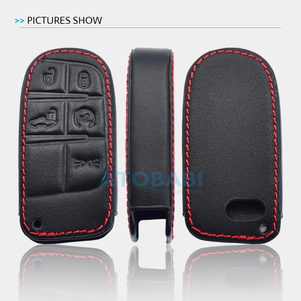 Leather Car Key Case Remote Control Protector Cover Keychain For Fiat Toro Freemont Dodge Charger Challenger Jeep Grand Cherokee