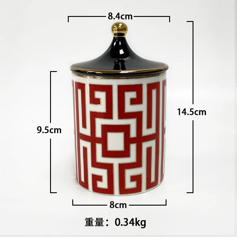 Gold Plated Stripe Ceramic Storage Jar Home Scented Candle Bottle Wedding Candy Gift Jar Cosmetic Jewelry Storage Bottle Decor