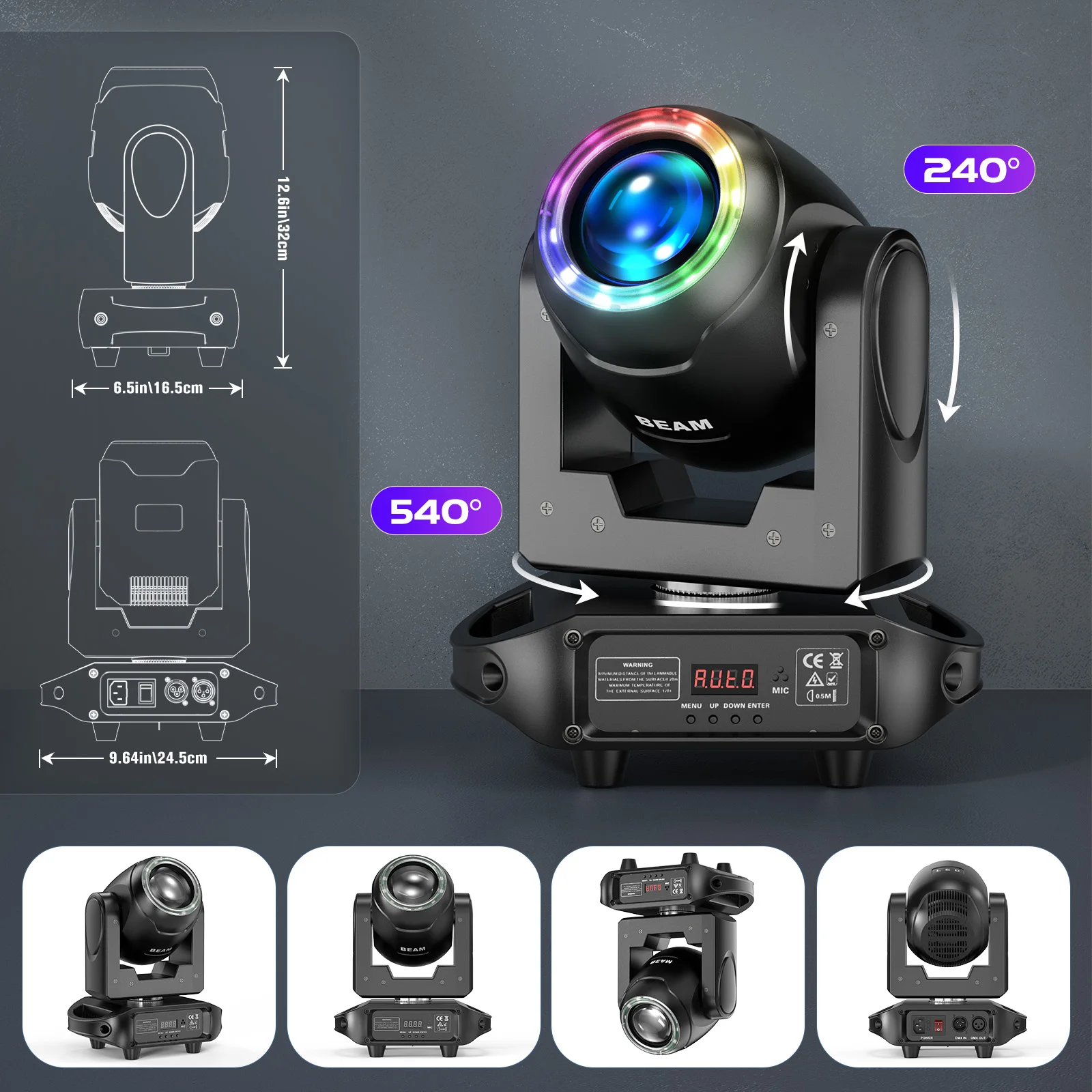 Imagem -06 - Yiflamefly-moving Head Lights para Festa de Casamento 16 Prism Stage Lights Rainbow Effect 8gobos Cores Dmx512 100w