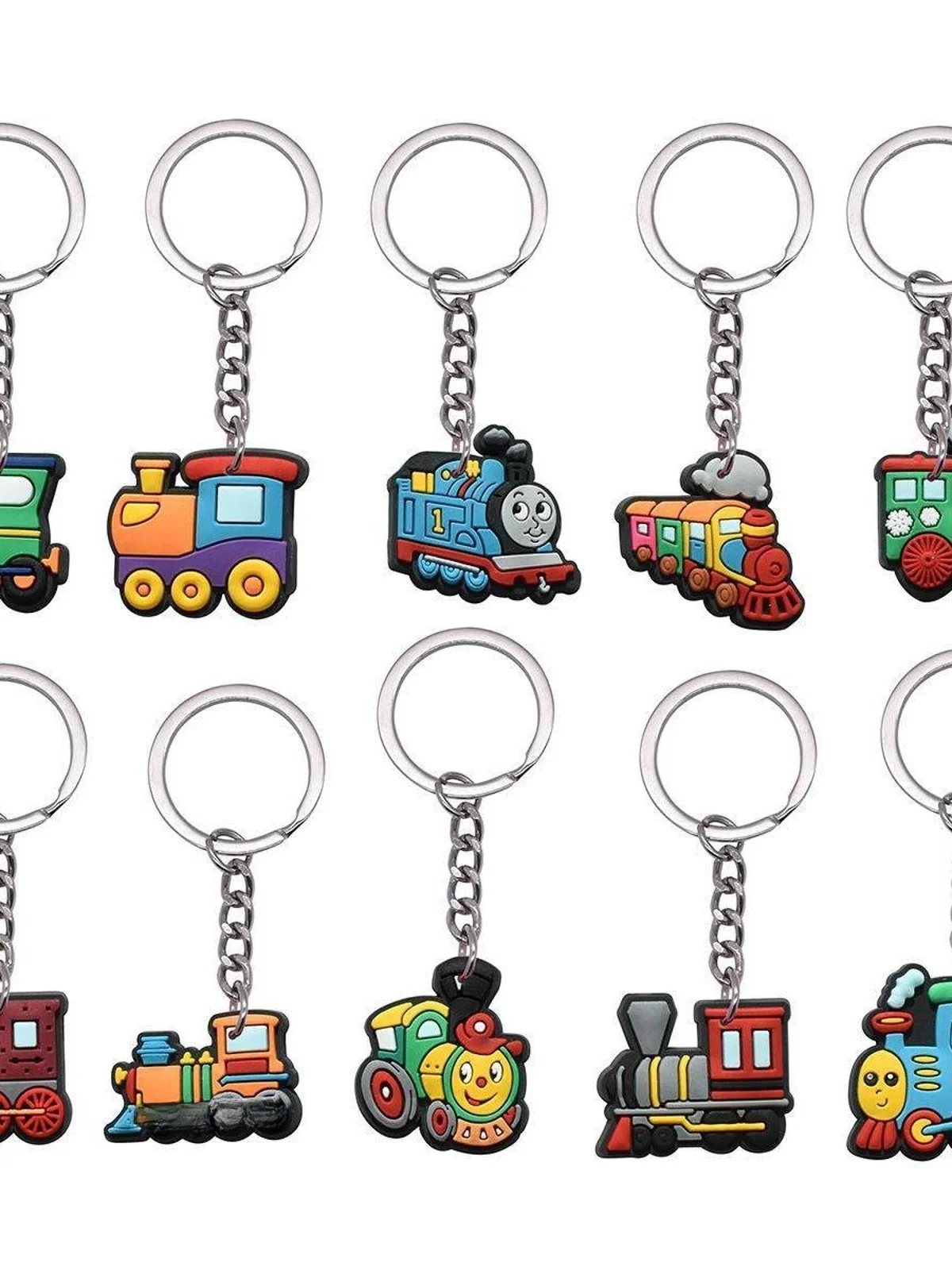  the Train Cartoon PVC Soft Silicone Keychain Bag Accessory Key Holder Fashionable Bag Charm Gift for All Ages