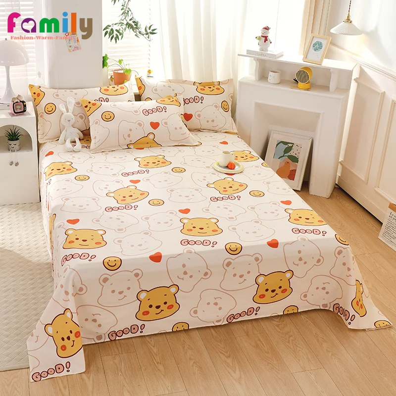 100% Cotton Comfortable Bed Sheet Elastic Band Bed Sheet Cute Girl Mattress Protector Cover Super Soft King Queen Size Bed Sheet